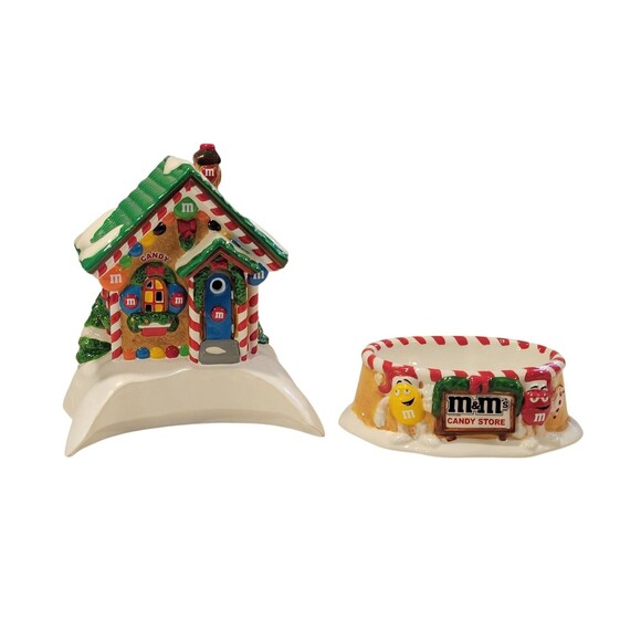 Department 56 M&M's Christmas Candy Shoppe Candy Dish Lighted House 2004 Works - Picture 7 of 15